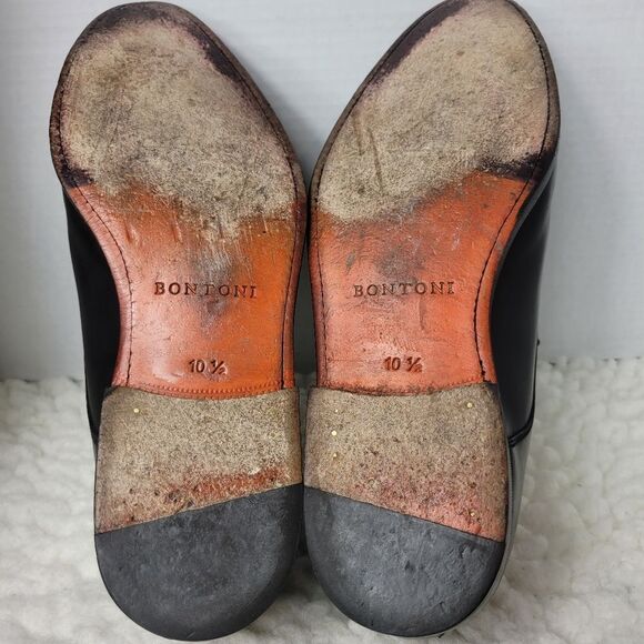 Bontoni Wholecut Oxford Mens Size 10.5 Navy Black Leather Brogue Dress Shoes - Picture 9 of 10